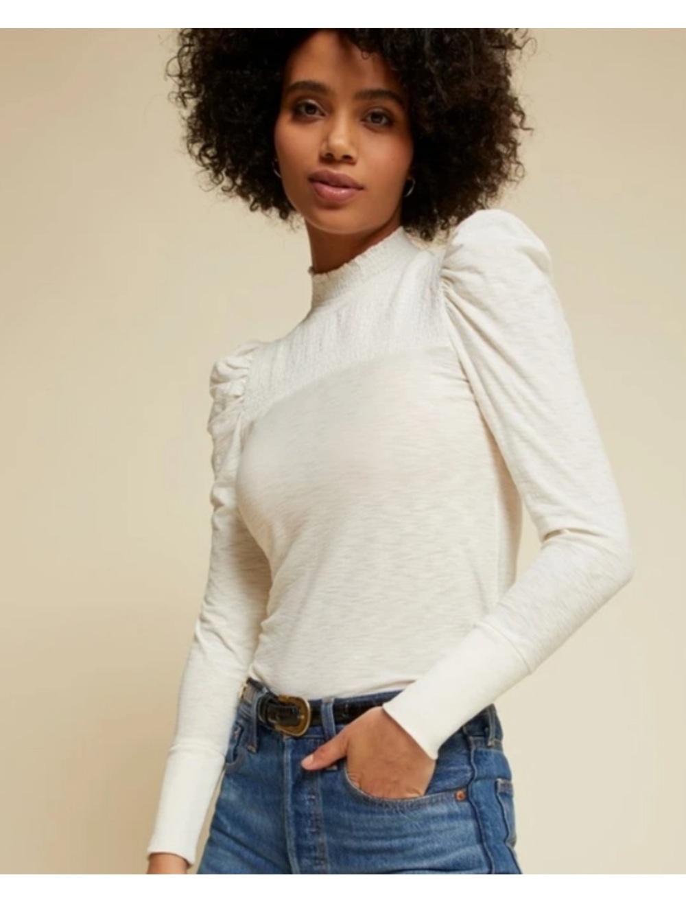 Nation LTD Zahara Femme Mock Neck‎ Long Sleeve Top